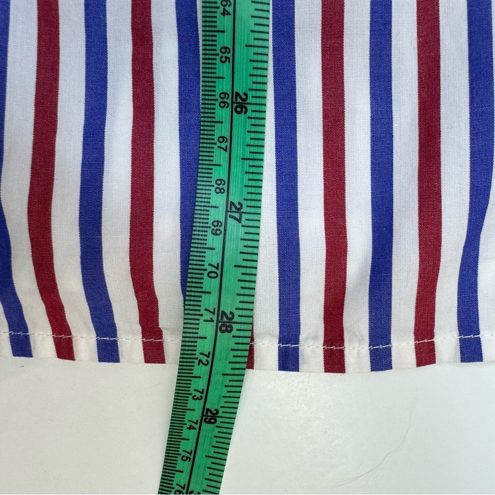 J. Crew Stripe Boy Button Up Down Front Shirt Blue Red Trifecta 10 Classic - Picture 12 of 15